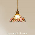 Vintage brass hand-soldered lamp, american style bedside aisle restaurant cafe stained glass pendant light