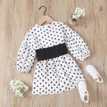new children's clothing, european and american style, girl's polka dot v-neck petticoat + elastic denim tie two-piece set