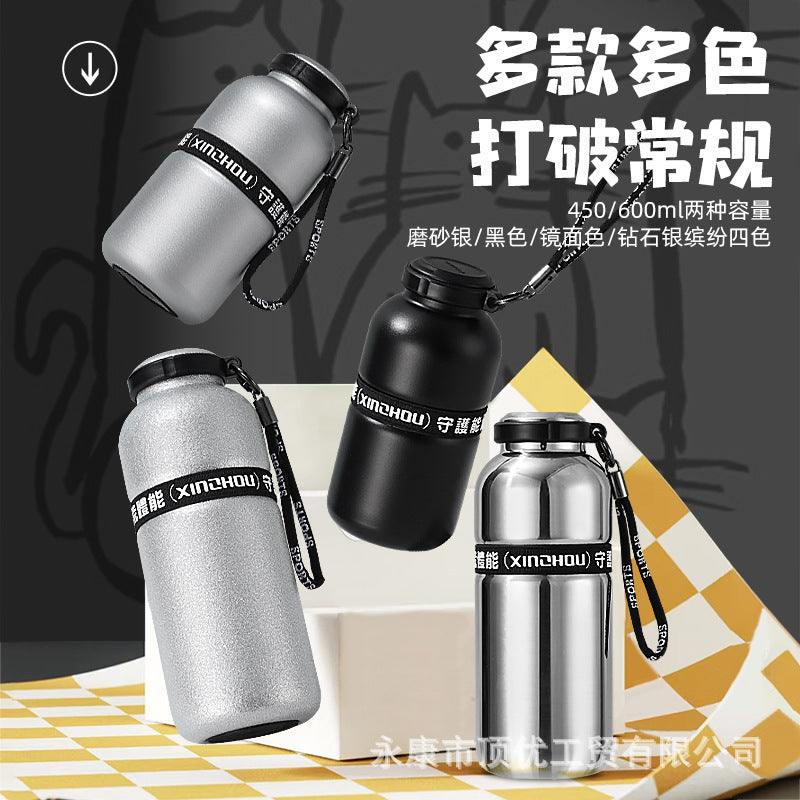 316 double-layer vacuum sports thermal water cup outdoor cycling hiking water bottle with rope popular cup engraved logo
