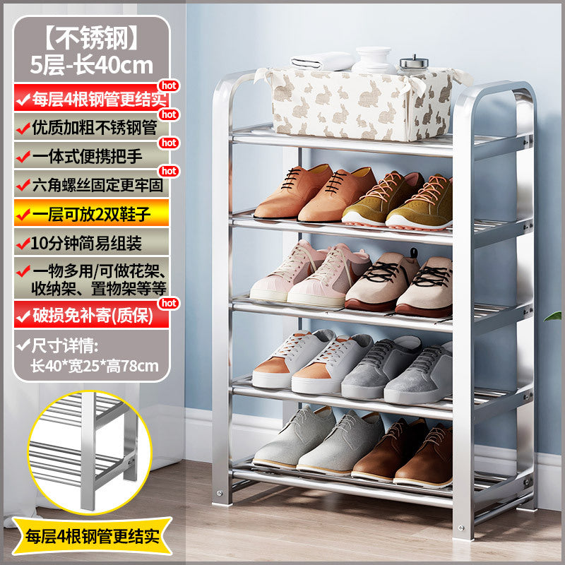 【factory direct】multi-tier stainless steel entryway shoe rack - perfect for dorms, apartments, and rental properties