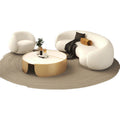 Beauty salon sofa, warm teddy velvet fabric, b&b, small apartment, creative arc-shaped clothing store, popular sofa