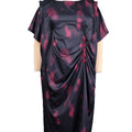 New african batwing sleeve crew neck dress - loose fit printed drawstring waist slimming maxi dress bubudress