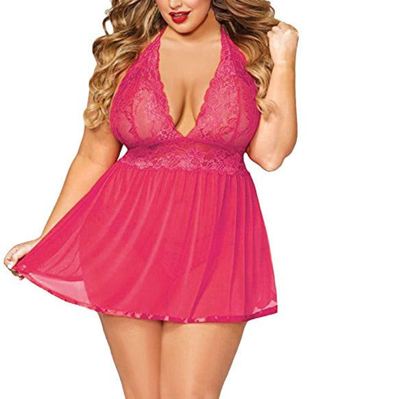 European and american  plus size sexy lace lingerie set, wholesale erotic underwear, see-through temptation sleepwear