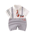new arrivalk-style baby short-sleeved romper, newborn baby one-piece, 100-day gentleman's outing romper
