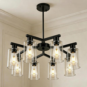bestseller: black iron art glass pendant light - nordic industrial style living room, dining room, bedroom multi-light ceiling fixture