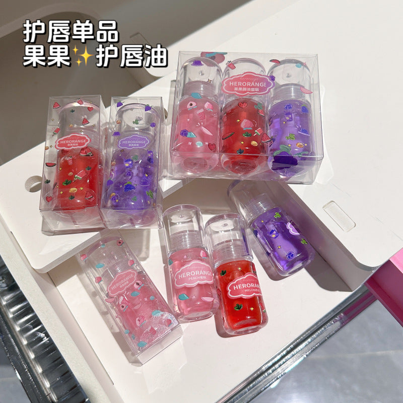 HERORANGE~ Fruit lip oil Fruit moisturizing and moisturizing lip gloss Lipstick base stacked with water gloss Dudu lip gloss