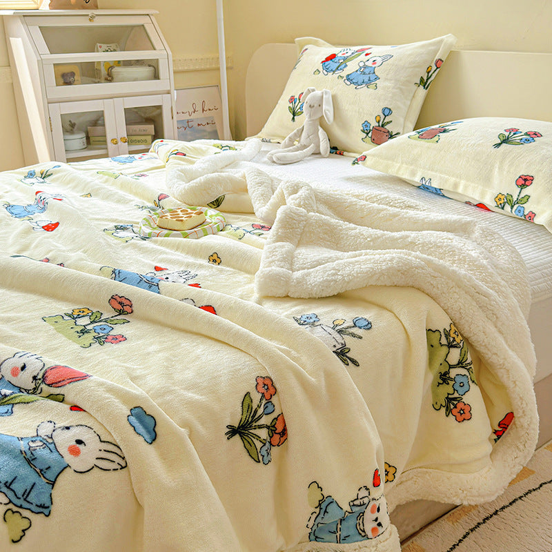 Winter Flannel Blanket Thickened Warm Lamb Fleece Blanket Office Nap Coral Fleece Blanket Milk Fleece Blanket