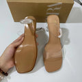 Spain 2024 summer new arrival: versatile french-style open-toe rhinestone stiletto transparent sandals & slippers for women