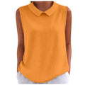 cross-border fashion summer new solid color women's casual waffle knit turn-down collar comfortable breathable tank top - in stock