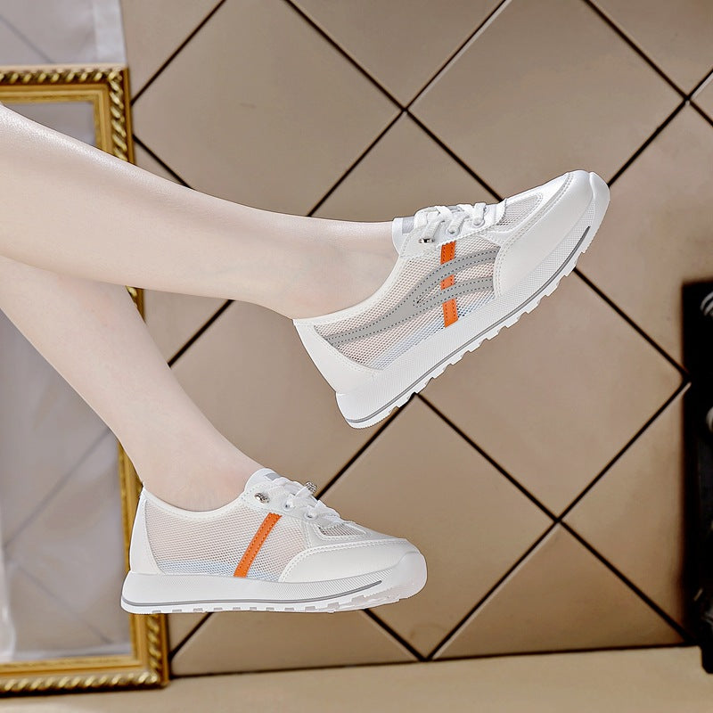 Summer women's shoes new breathable mesh shoes women's korean style versatile white shoes thin sole sports shoes casual dad shoes women