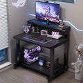 Carbon fiber computer desk - all-in-one desktop gaming table for home, multi-tier office desk, small apartment mobile study table