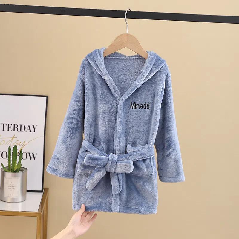 Kids bathrobe coral velvet spring & fallwinter children's bath towel baby boy pajamas boys and girls nightgown home clothes trendy