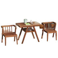 Solid wood tea table set - compact home furniture, table and two chairs combination, balcony storage leisure table and chair three-piece set