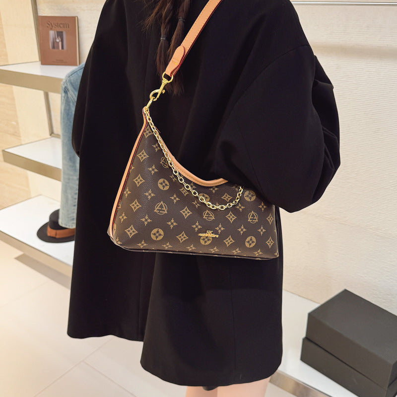 accessible luxury retro old flower crescent women's 2025 new trendy large capacity commuter versatile shoulder crossbody bag wholesale