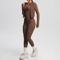new cloud-soft brushed long-sleeve athletic zip-up jacket casual running butt-lifting fitness yoga three-piece set