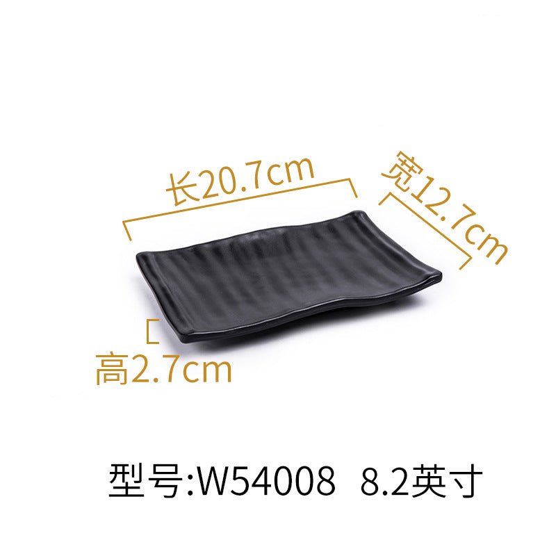 Melamine black tableware plastic dish imitation porcelain dinner plate cold dish plate barbecue hot pot plate barbecue restaurant plate commercial