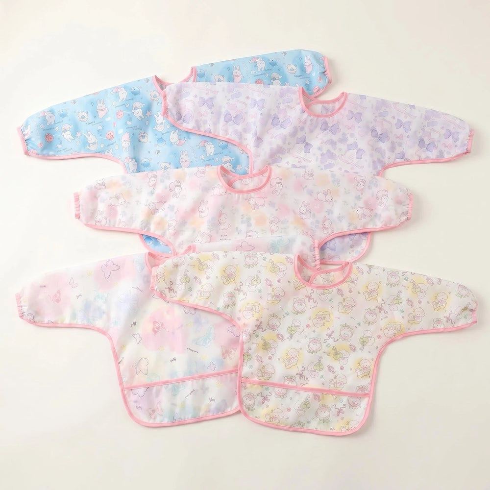 Kidslong sleeveswaterproof smock eating bib infant anti-dirty clothing food supplement apron children's painting waterproof rice pocket
