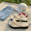 2026 summer new polka dot platform flip-flops - women's trendy, outdoor, non-slip, sweat-proof beach vacation sandals