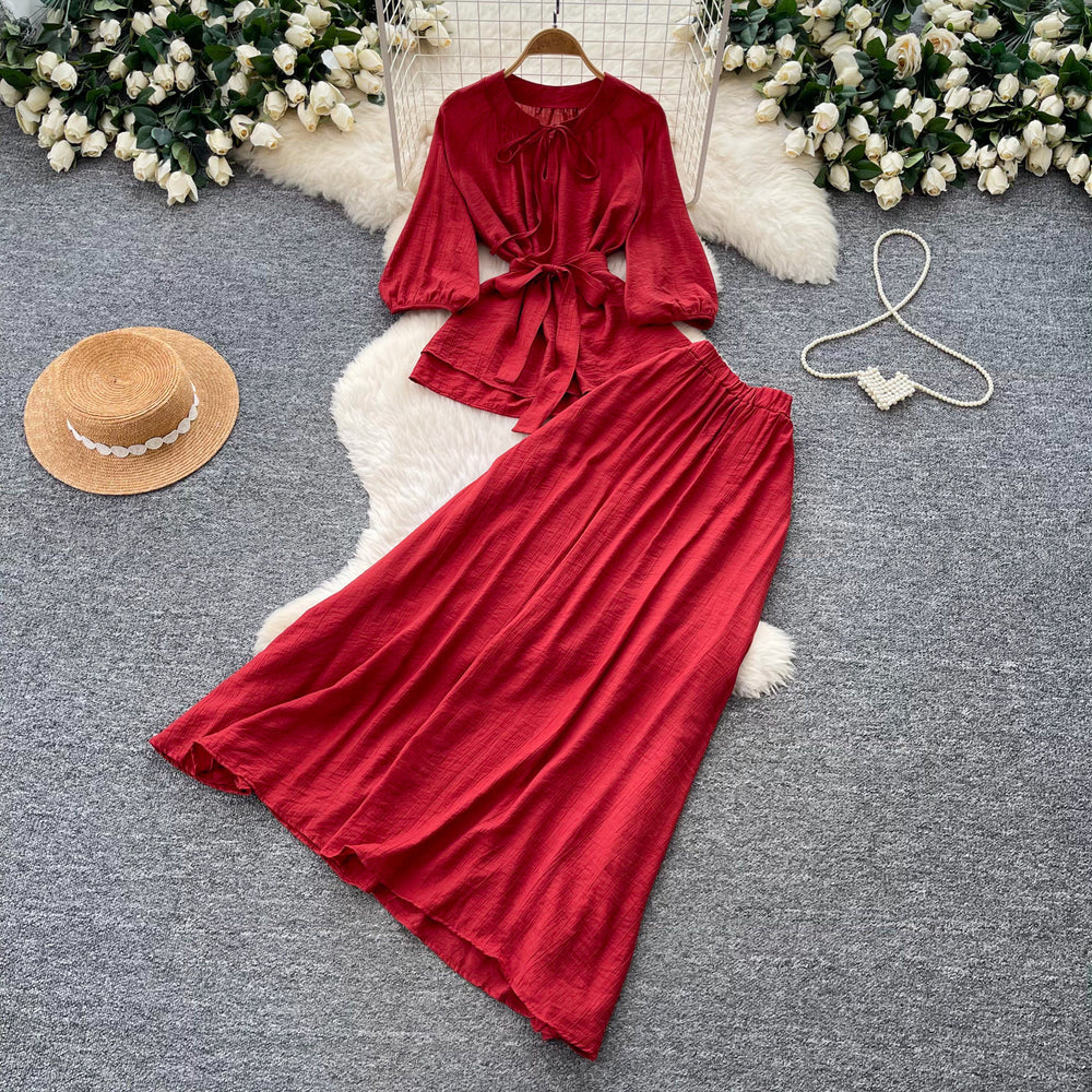 Light mature style work clothing pleated easiest for match two-piece set for women autum strap waist slimming lookelegantsuit