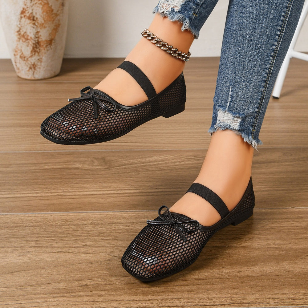 plus sizecut out mary jane bowsflatsflatsnew arrival mesh shoes breathable fashionflatsplaid sandals