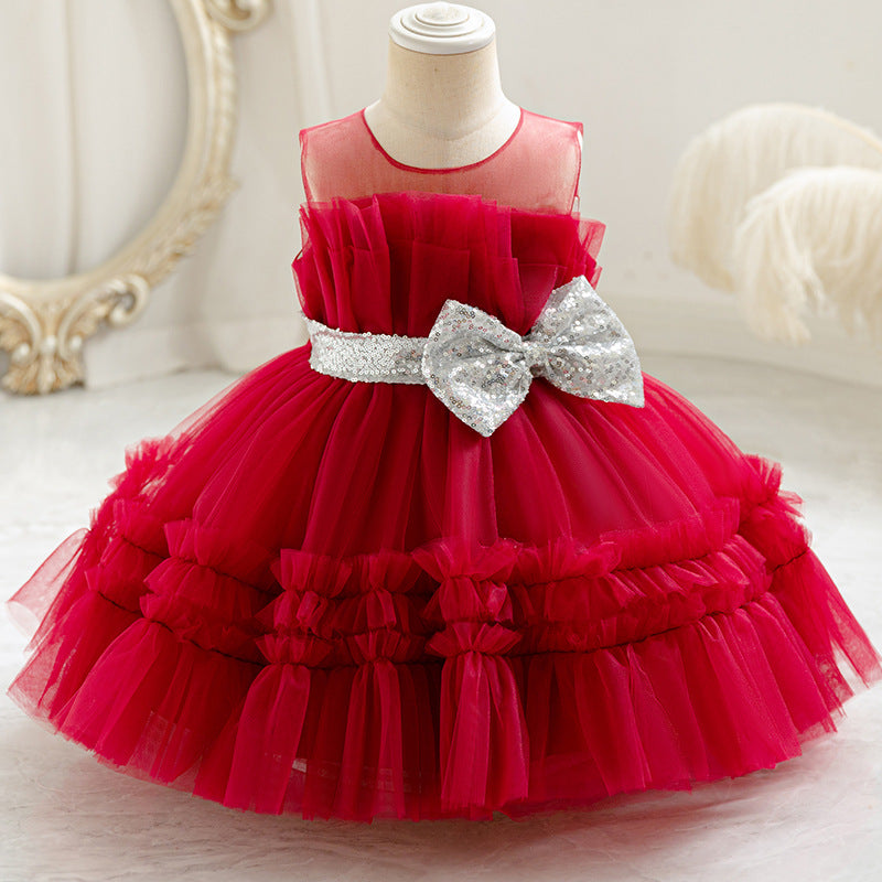 Fashionin stock baby girl evening dress fluffy wedding dress cake princess dress one year old dress baby dress