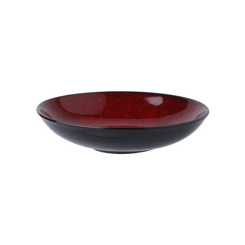 Nordicinsclassy hotel tableware ceramic bowl and plate combination burgundy restaurant for home embossed display plate