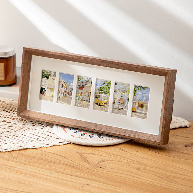 Nordic wooden multi-grid shell specimen photo frame 6-hole hollow table handmade DIY three-dimensional cardboard decorative ornament