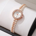 accessible luxury round water drop face pearl bracelet watch fashion handmade beaded gift elegant women's watch wholesale