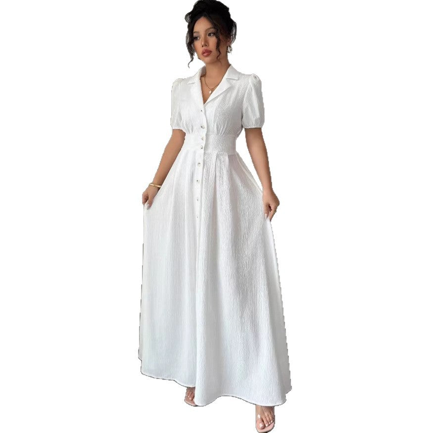 new european and american cross-border fashion: french chic white fitted mini dress