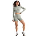 European and american style half-zip long sleeve yoga top - compression running activewear for high-intensity outdoor workouts - women's quick-dry yoga shirt