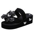 Plus size drag female students spring and summer outweark-style flip-flop sandals flower rhinestone drag ins pearl eva beach shoes