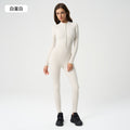 European and american nude feel zipper long sleeve yoga bodysuit high elasticity breathable fitness activewear one-piece tight dlt004