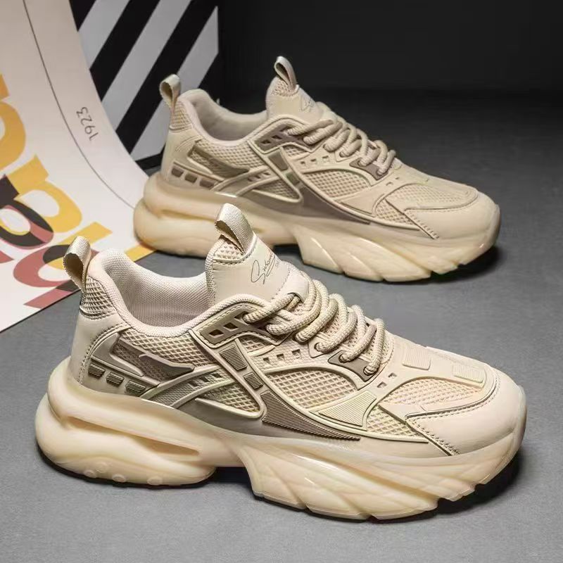 2025 new summer breathable men's shoes height increasing samurai dad shoes chunky sole mesh casual sports trendy sneakers