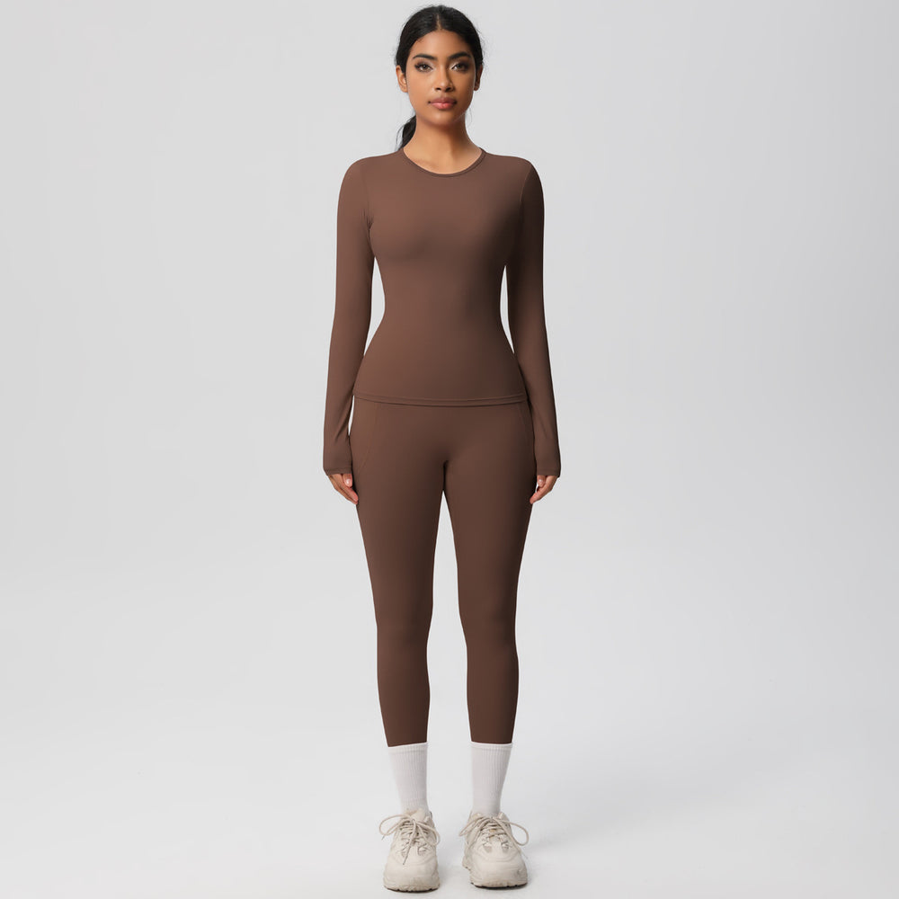 new arrival: tight-fitting long sleeve yoga set - high-waisted butt-lifting yoga pants for outdoor running and fitness