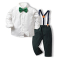 Wholesale children's clothing: new autumn long-sleeve white shirt with tie and overalls - stylish korean style formal wear for kids