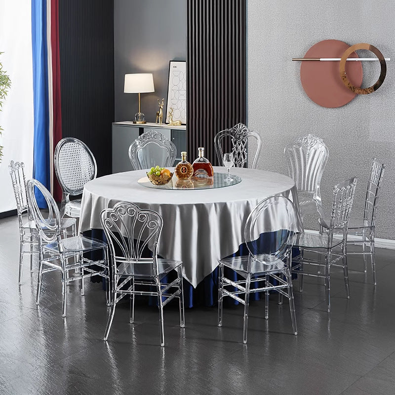 Acrylic clear dining chair, palace style chair, pc plastic backrest chair, wedding hotel minimalist event crystal banquet chair