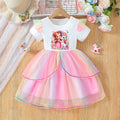 Exportsummernew arrivaldress style gauze skirt mesh cartoon princess skirt skirt girl short sleeve kids summer wear