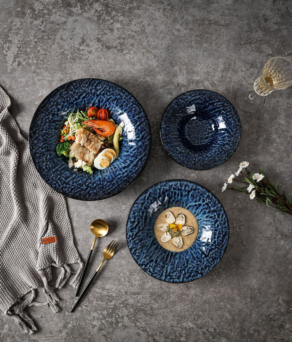 Japanese retro kiln-change high-value western food soup plate business hotel restaurant high-grade creative straw hat plate deep plate