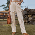 American hot girl fashion cross-border  new washed semi-elastic design stylish denim workwear casual pants for women