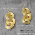 European style women's round pendant earrings, wire-wrapped round dangle earrings, vintage long geometric jewelry