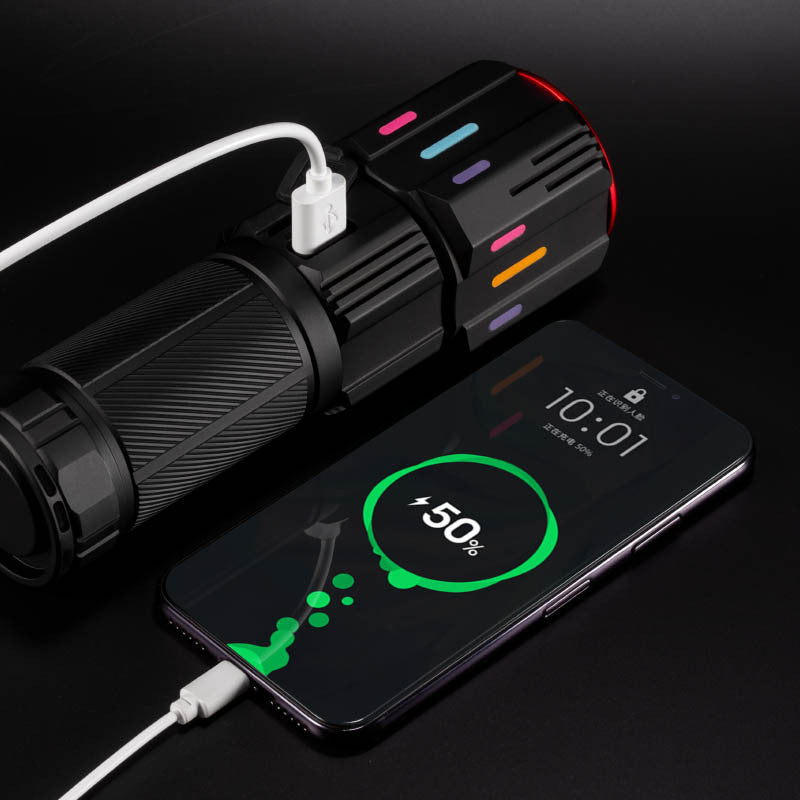 Cross-border new 30W white laser strong light flashlight Type-C rechargeable outdoor zoom remote LED flashlight