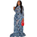 Fashion style insexportnew arrivalelegantprinting women's waist slimming look a-line skirt high collarprintinglongdress