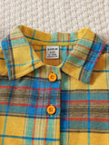 Trendy and playful yellow gingham shirt, jeans, and tank top three-piece set
