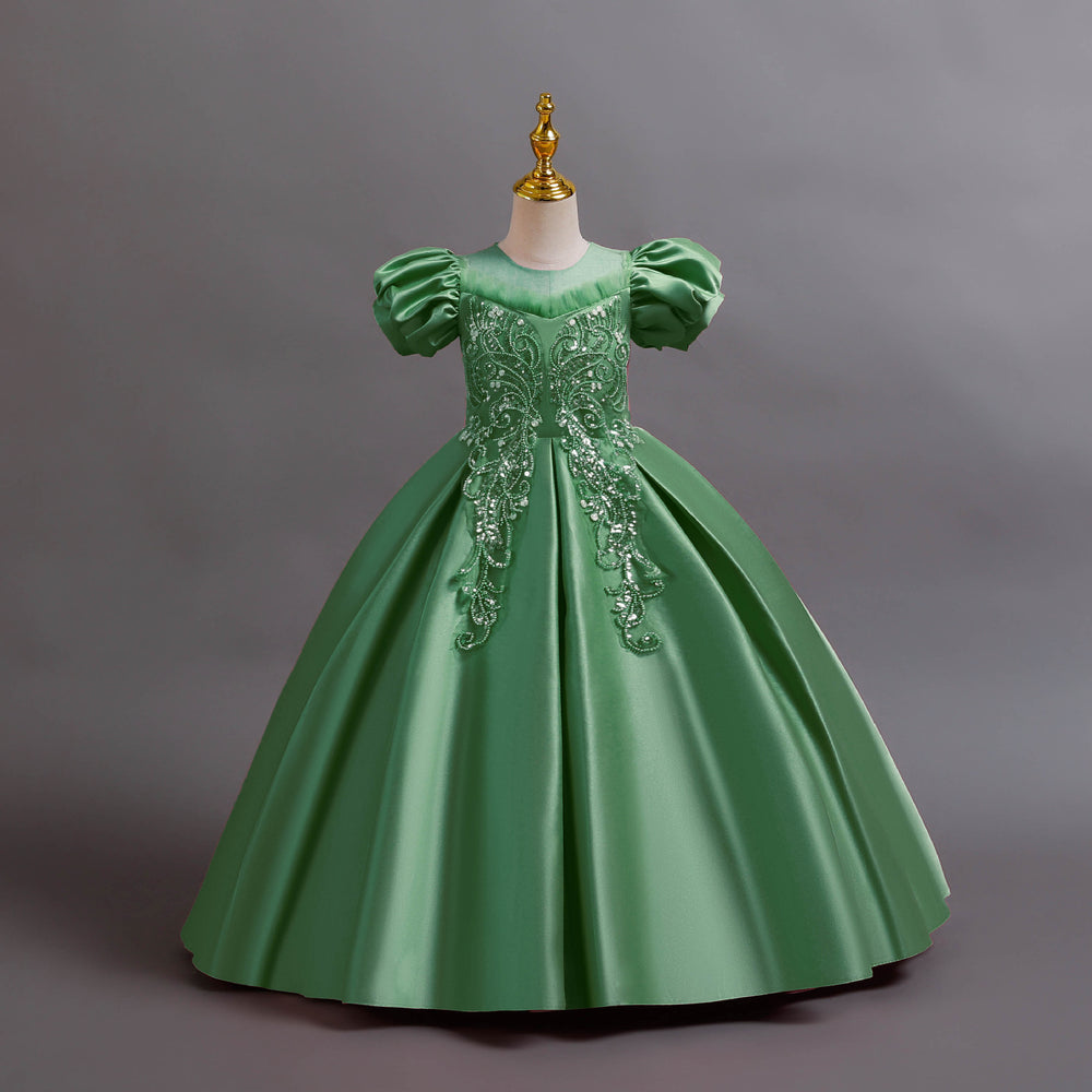 New arrival: satin sequin princess dress for girls - perfect for flower girls, piano recitals, and special occasions