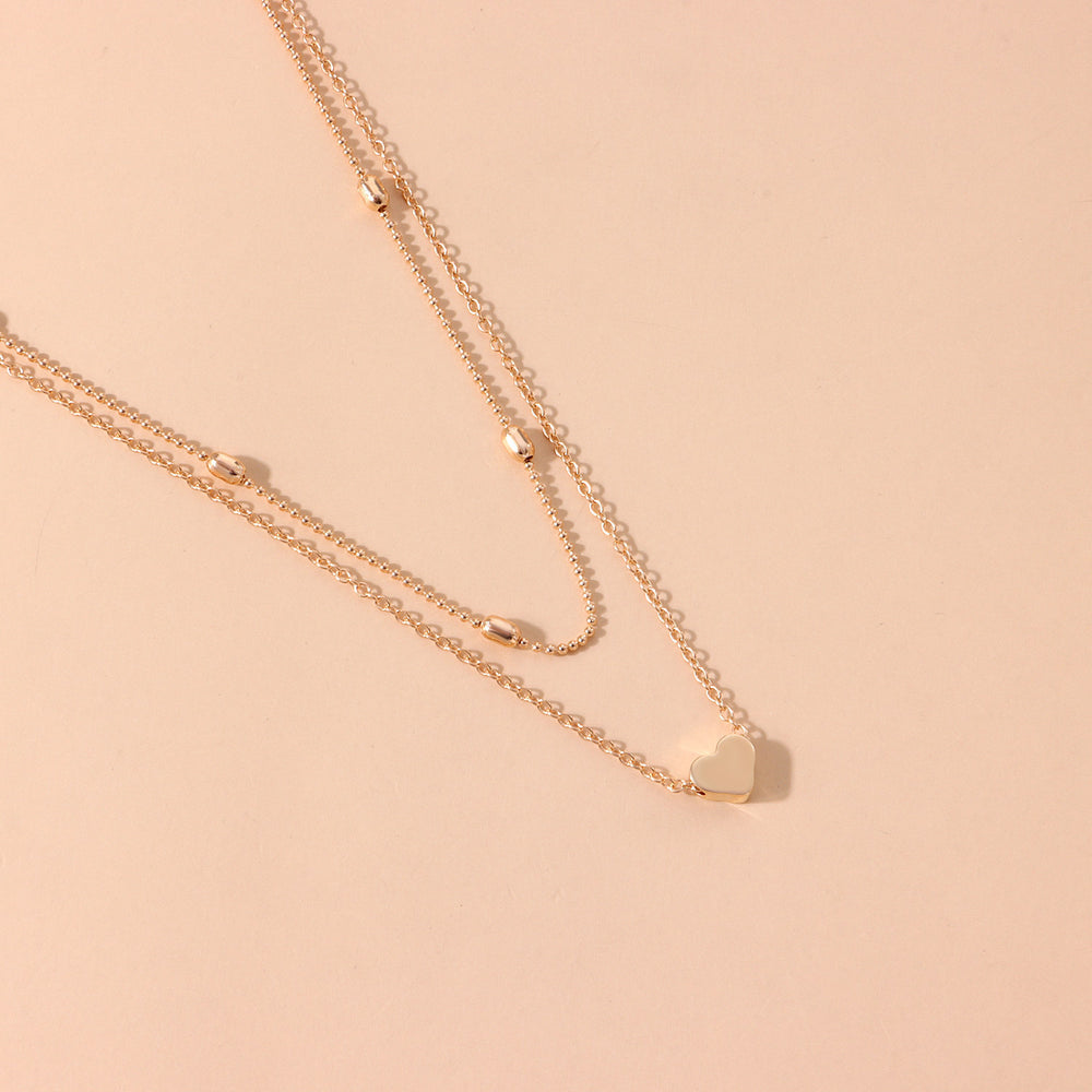 European and american cross-border jewelry: minimalist heart layered choker necklace - trendy, versatile, and chic heart pendant necklace for women