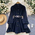 New spring chic hong kong style retro high-end loose slimming irregular tie-waist denim dress for women