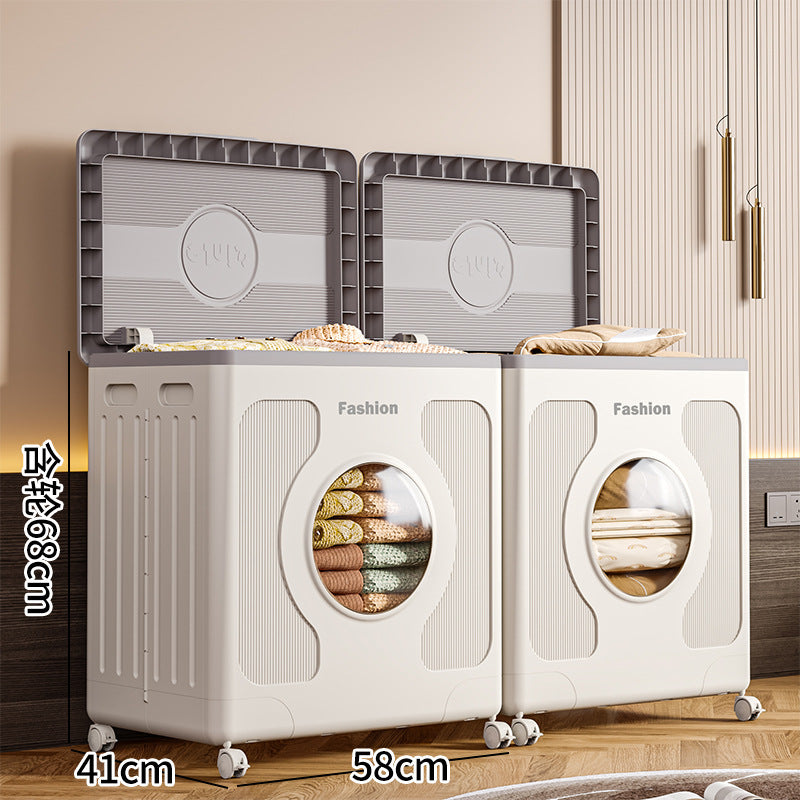 Customized clothes storage box Household flip large capacity with pulley Clothing sorting box Sundries quilt storage box