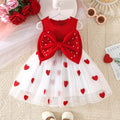 cross-border exclusive: new summer girls' princess dress - red and white heart bow skirt