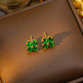 popular zircon-inlaid four-leaf clover necklace accessible luxury niche women's fashion non-fading clavicle chain earrings jewelry set