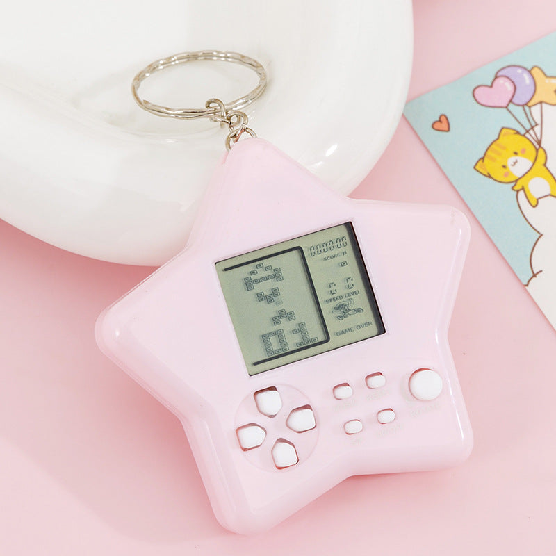tetris electronic game console - portable handheld mini game console keychain charm toy